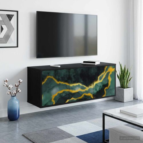 Стенен телевизионен шкаф WIJHE 102 x 33 x 40 см Черен дъб