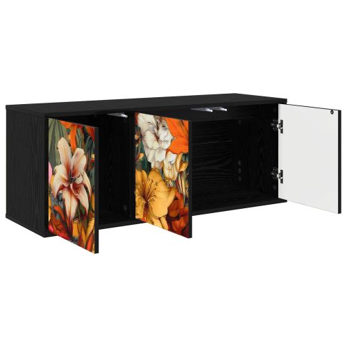 Стенен телевизионен шкаф GENNEP 102 x 33 x 40 см Черен дъб