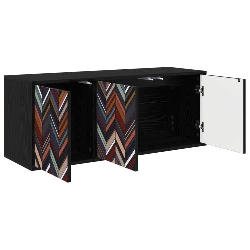 Стенен телевизионен шкаф OMMEN 102 x 33 x 40 см Черен дъб