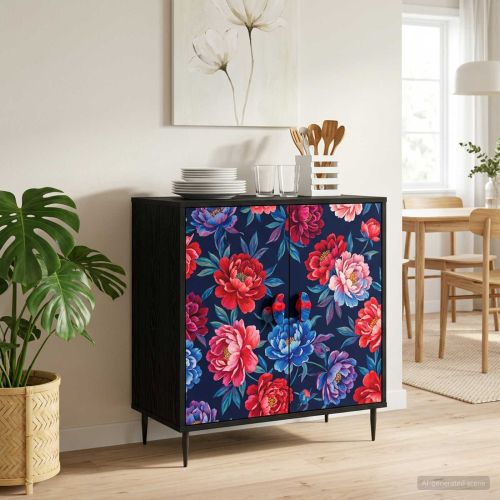 Плика HEESCH Цветен блоков печат 66 x 36,5 x 76 см Черен дъб