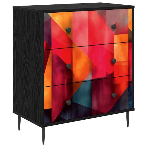 Плика HEESCH Цветен блоков печат 66 x 36,5 x 76 см Черен дъб