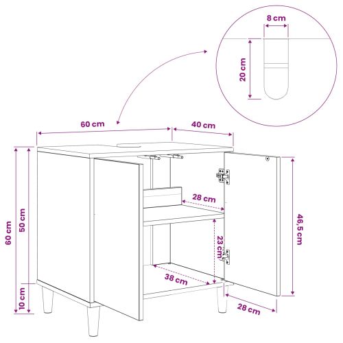 Шкаф за баня RAALTE Сонома 60 x 40 x 60 см Инженерна дървесина
