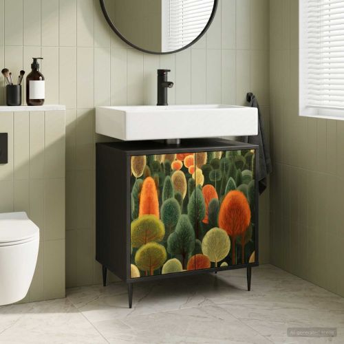 Шкаф за баня ZAANDAM Черен дъб 60 x 40 x 61 см