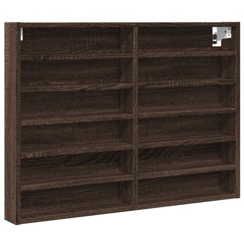 Шкаф витрина, кафяв дъб, 80x8,5x58 см, инженерно дърво
