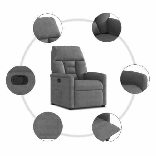 Реклайнер стол, тъмносиво мирофибърен текстил