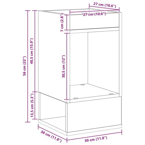 Крайна масичка 2 бр. Циментено сиво 30 x 30 x 56 см
