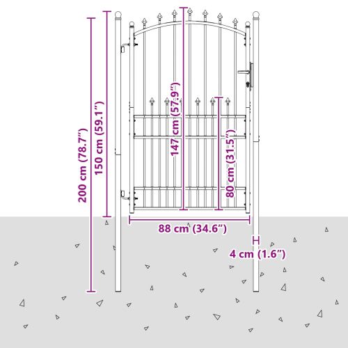 Оградна врата с шипове EMMEN 100 x 200 cm