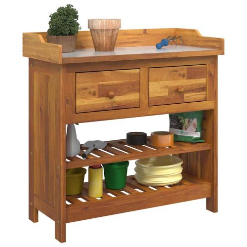 Градинско шкафче с чекмедже с рафт Естествен 78 x 36,5 x 78см