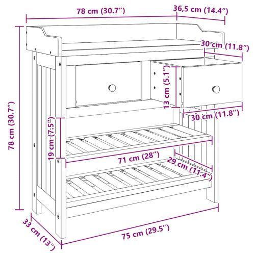 Градинско шкафче с чекмедже с рафт Естествен 78 x 36,5 x 78см