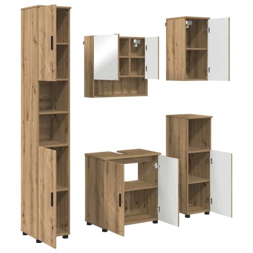 Комплект мебели за баня 5 бр. Дъб 61 x 35 x 64 см