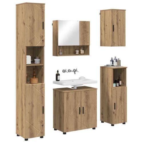 Комплект мебели за баня 5 бр. Дъб 61 x 35 x 64 см
