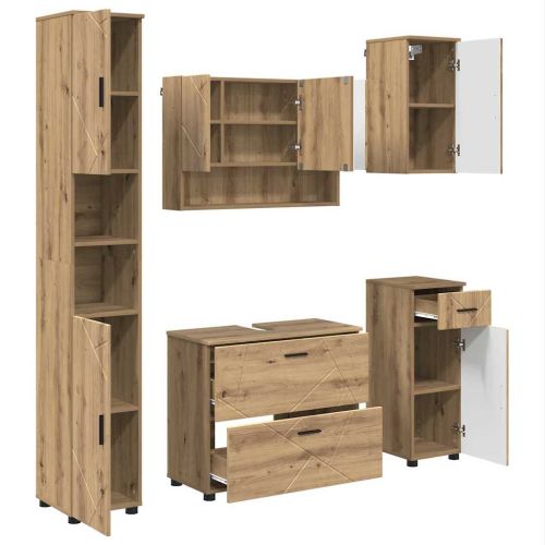 Комплект мебели за баня 5 бр. Дъб 35 x 30 x 192 см