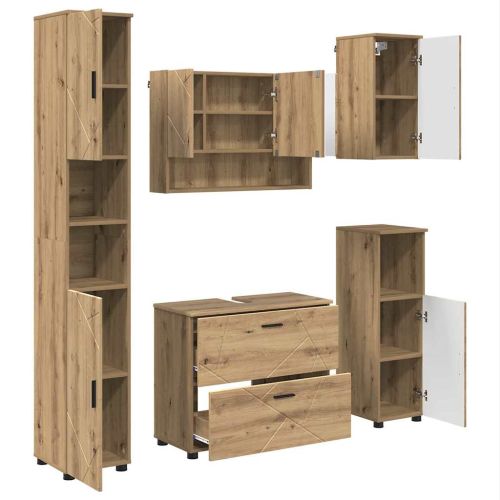 Комплект мебели за баня 5 бр. Дъб 35 x 30 x 192 см