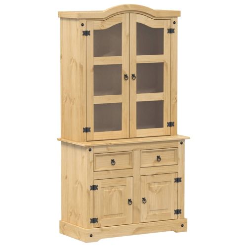 Стъклен шкаф витрина Corona 100x48,5x179 см бор масив