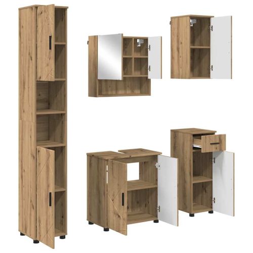 Комплект мебели за баня 5 бр. Дъб 61 x 35 x 64 см