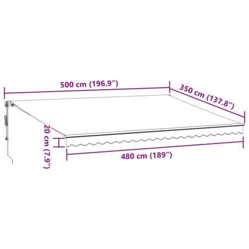 Автоматично прибираща се тента с LED антрацит и бял 500x350 см