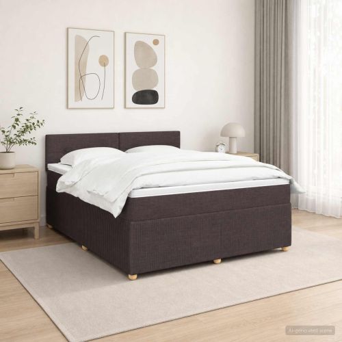 Континентално легло с матрак Тъмен кафяв 140 x 190 cm Текстил