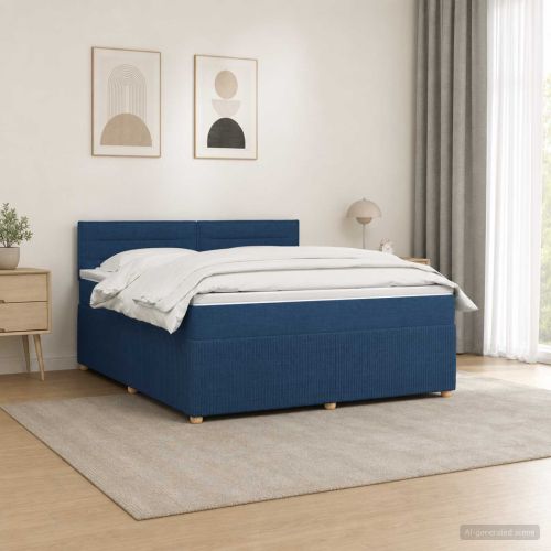 Континентално легло с матрак Синьо 140 x 190 cm Текстил
