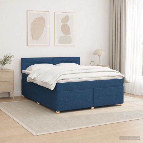 Континентално легло с матрак Синьо 140 x 190 cm Текстил