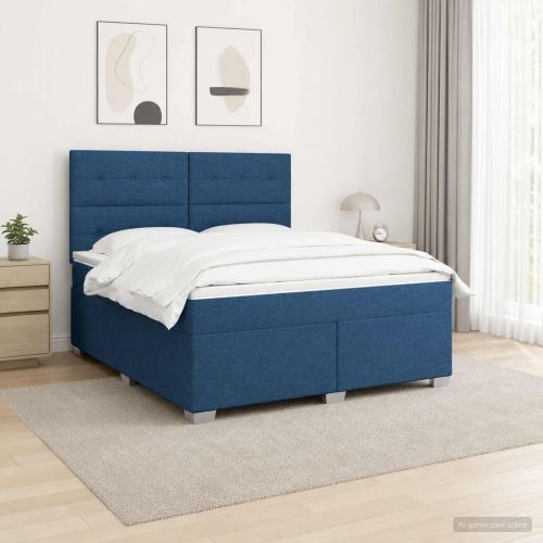 Континентално легло с матрак Синьо 140 x 190 cm Текстил