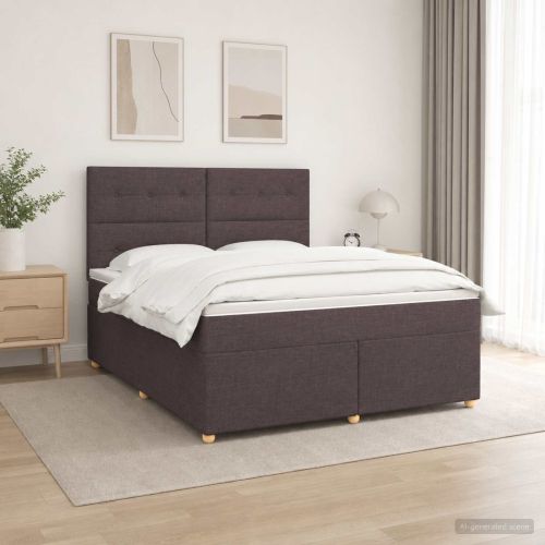 Континентално легло с матрак Тъмен кафяв 140 x 190 cm Текстил