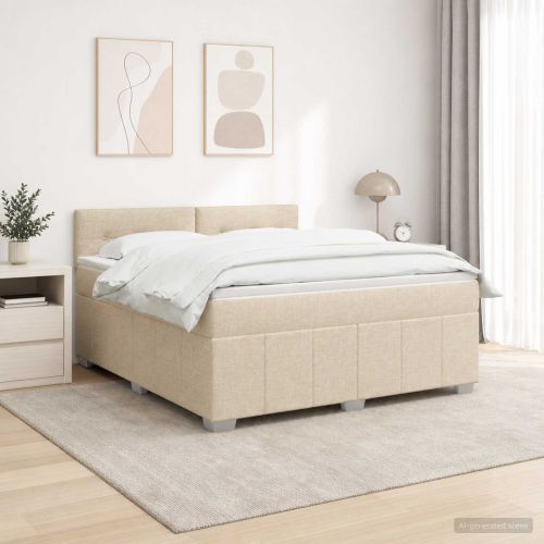 LED легло с матрак с LED ленти Кремаво 140 x 190 cm Текстил