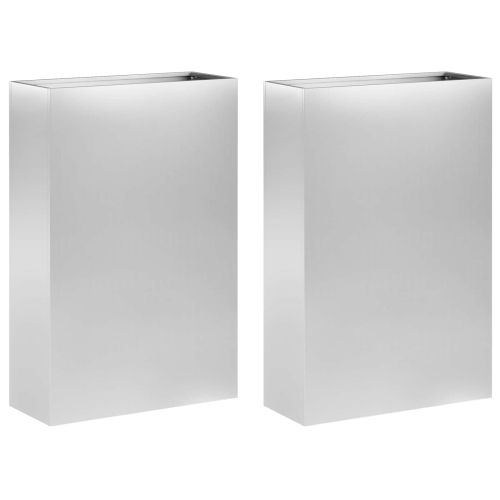 Градинска саксия 2 бр. Сребристо 40 x 20 x 75 см