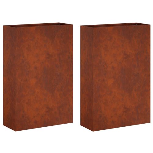 Градинска саксия 2 бр. Ръждясало 50 x 20 x 75 см