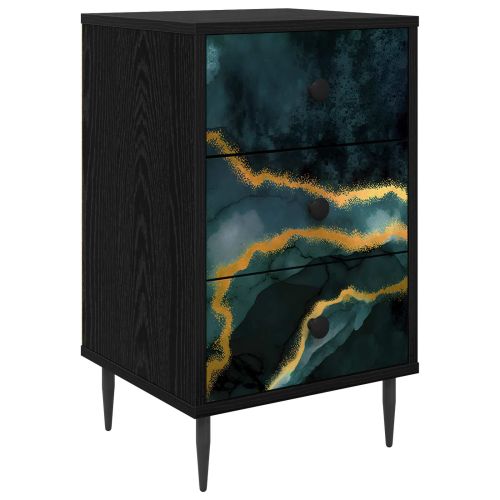 Нощен шкаф WIJHE Черен дъб 36 x 33 x 61 см Инженерна дървесина
