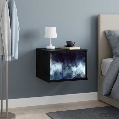 Стенен шкаф за нощно шкафче RAALTE Черен дъб 36 x 33 x 25 см