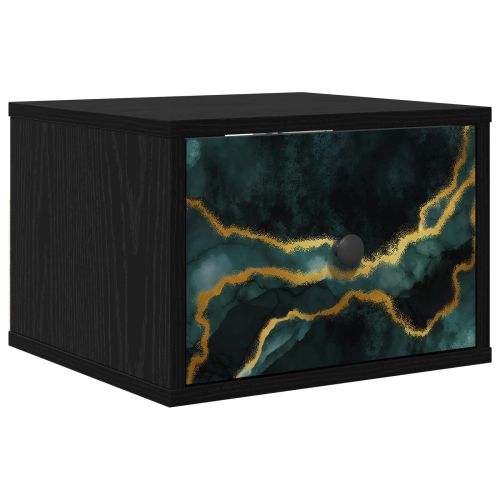 Стенен шкаф за нощно шкафче WIJHE Черен дъб 36 x 33 x 25 см