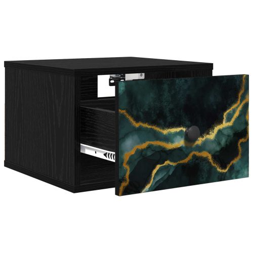 Стенен шкаф за нощно шкафче WIJHE Черен дъб 36 x 33 x 25 см