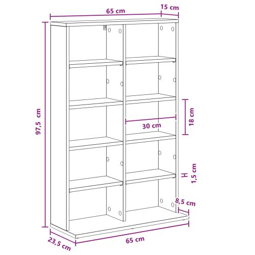 Кабинет за CD Опушен дъб 65 x 23,5 x 97,5 см