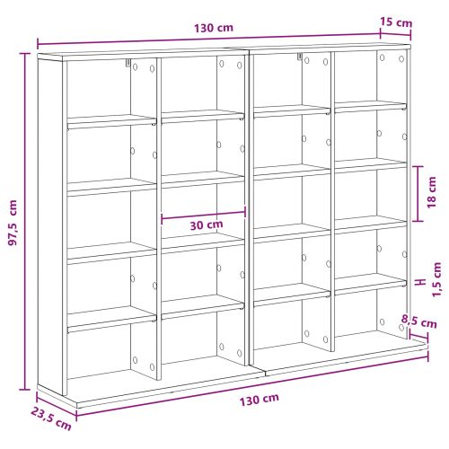 Кабинет за CD 2 бр. Опушен дъб 65 x 23,5 x 97,5 см