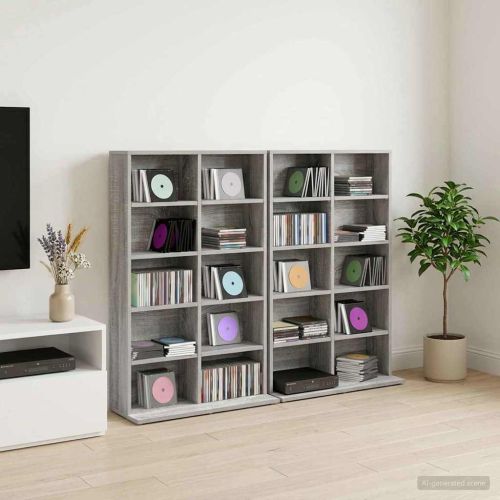 Кабинет за CD 2 бр. Сив Сонома 65 x 23,5 x 97,5 см