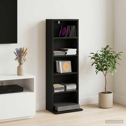Кабинет за CD Черен дъб 33 x 23,5 x 97,5 см Инженерна дървесина