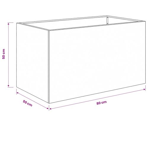Градинска саксия 2 бр. Черно 80 x 50 x 50 см