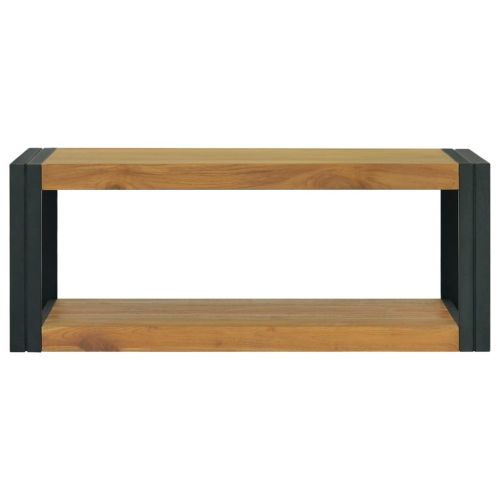 Стенен шкаф за баня, 90x45x35 см, тиково дърво масив