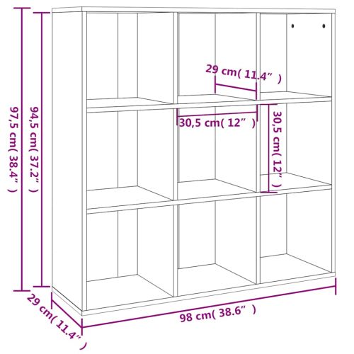 Библиотека, опушен дъб, 98x29x97,5 см