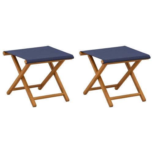 Шезлонг 2 pcs Плътно евкалиптово дърво Синьо