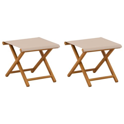 Шезлонг 2 pcs Плътно евкалиптово дърво Бежово