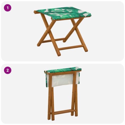 Шезлонг 2 pcs Плътно евкалиптово дърво Мотив с листа