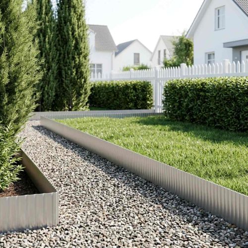 vidaxl Ограда за трева 20 м x 15 см Поцинкована стомана Сребристо