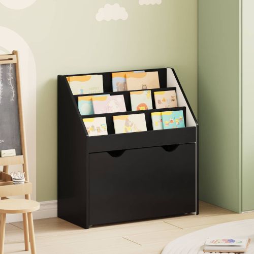 Детска рафт за книги с чекмедже Черно 60 x 29,5 x 69 см