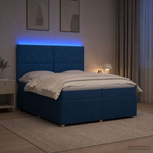 LED легло с матрак с LED ленти Синьо 200 x 200 cm Текстил