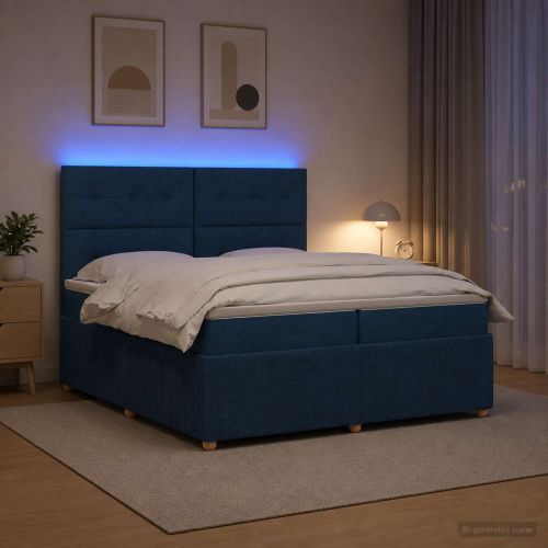 LED легло с матрак с LED ленти Синьо 200 x 200 cm Текстил