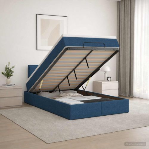 Огледално легло с матрак с таблото Синьо 120 x 190 cm Текстил