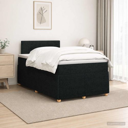 Континентално легло с матрак Черно 120 x 190 cm Текстил