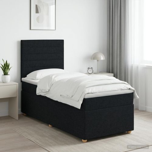 Континентално легло с матрак Черно 90 x 190 cm Текстил