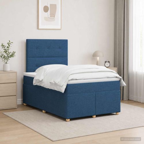 Континентално легло с матрак Синьо 120 x 190 cm Текстил